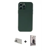 MARSİLYAN™- iPhone 13 Pro Max Kılıf Ahenk Serisi - Siyah Bilvis Hayalet Cam Ekran Koruyucu + Rainbow Kamera Lens Koruma Cam - BZ