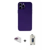 MARSİLYAN™- iPhone 13 Pro Max Kılıf Ahenk Serisi - Siyah Bilvis Hayalet Cam Ekran Koruyucu + Pers Alüminyum Kamera Lens - GI