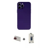 MARSİLYAN™- iPhone 13 Pro Max Kılıf Ahenk Serisi - Siyah Bilvis Hayalet Cam Ekran Koruyucu + Rainbow Kamera Lens Koruma Cam - KI