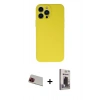 MARSİLYAN™- iPhone 13 Pro Max Kılıf Ahenk Serisi - Siyah Bilvis Hayalet Cam Ekran Koruyucu + Rainbow Kamera Lens Koruma Cam - KI