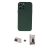 MARSİLYAN™- iPhone 13 Pro Max Kılıf Ahenk Serisi - Siyah Bilvis Hayalet Cam Ekran Koruyucu + Rainbow Kamera Lens Koruma Cam - KI