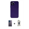 MARSİLYAN™- iPhone 13 Pro Max Kılıf Ahenk Serisi - Siyah Bilvis Hayalet Cam Ekran Koruyucu + Neon Fosforlu Kamera Lens - MI
