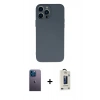 MARSİLYAN™- iPhone 13 Pro Max Kılıf Ahenk Serisi - Siyah Bilvis Hayalet Cam Ekran Koruyucu + Neon Fosforlu Kamera Lens - MI