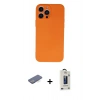 MARSİLYAN™- iPhone 13 Pro Max Kılıf Ahenk Serisi - Siyah Bilvis Hayalet Cam Ekran Koruyucu + Renkli Kamera Lens Koruma Cam - MI