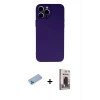 MARSİLYAN™- iPhone 13 Pro Max Kılıf Ahenk Serisi - Siyah Bilvis Hayalet Cam Ekran Koruyucu + Shine Kamera Lens Koruma Cam - MI