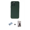 MARSİLYAN™- iPhone 13 Pro Max Kılıf Ahenk Serisi - Siyah Bilvis Hayalet Cam Ekran Koruyucu + Shine Kamera Lens Koruma Cam - MI