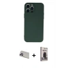 MARSİLYAN™- iPhone 13 Pro Max Kılıf Ahenk Serisi - Siyah Bilvis Hayalet Cam Ekran Koruyucu + Mor Rainbow Kamera Lens Koruma Cam