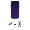 MARSİLYAN™- iPhone 13 Pro Max Kılıf Ahenk Serisi - Siyah Bilvis Hayalet Cam Ekran Koruyucu + Shine Kamera Lens Koruma Cam - PE