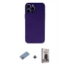 MARSİLYAN™- iPhone 13 Pro Max Kılıf Ahenk Serisi - Siyah Bilvis Hayalet Cam Ekran Koruyucu + Shine Kamera Lens Koruma Cam - PE