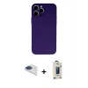 MARSİLYAN™- iPhone 13 Pro Max Kılıf Ahenk Serisi - Siyah Bilvis Hayalet Cam Ekran Koruyucu + Pers Alüminyum Kamera Lens - LT