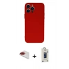 MARSİLYAN™- iPhone 13 Pro Max Kılıf Ahenk Serisi - Siyah Bilvis Hayalet Cam Ekran Koruyucu + Pers Alüminyum Kamera Lens - KI