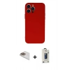 MARSİLYAN™- iPhone 13 Pro Max Kılıf Ahenk Serisi - Siyah Bilvis Hayalet Cam Ekran Koruyucu + Pers Alüminyum Kamera Lens - GD
