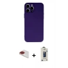 MARSİLYAN™- iPhone 13 Pro Max Kılıf Ahenk Serisi - Siyah Bilvis Hayalet Cam Ekran Koruyucu + Pers Alüminyum Kamera Lens - KI