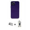 MARSİLYAN™- iPhone 13 Pro Max Kılıf Ahenk Serisi - Siyah Bilvis Hayalet Cam Ekran Koruyucu + Rainbow Kamera Lens Koruma Cam - MR