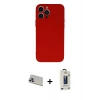 MARSİLYAN™- iPhone 13 Pro Max Kılıf Ahenk Serisi - Siyah Bilvis Hayalet Cam Ekran Koruyucu + Rainbow Kamera Lens Koruma Cam - MR