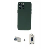 MARSİLYAN™- iPhone 13 Pro Max Kılıf Ahenk Serisi - Siyah Bilvis Hayalet Cam Ekran Koruyucu + Rainbow Kamera Lens Koruma Cam - MI