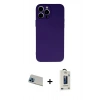 MARSİLYAN™- iPhone 13 Pro Max Kılıf Ahenk Serisi - Siyah Bilvis Hayalet Cam Ekran Koruyucu + Rainbow Kamera Lens Koruma Cam - MI