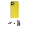 MARSİLYAN™- iPhone 13 Pro Max Kılıf Ahenk Serisi - Siyah Bilvis Hayalet Cam Ekran Koruyucu + Renkli Kamera Lens Koruma Cam - SI