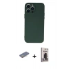 MARSİLYAN™- iPhone 13 Pro Max Kılıf Ahenk Serisi - Siyah Bilvis Hayalet Cam Ekran Koruyucu + Renkli Kamera Lens Koruma Cam - SI
