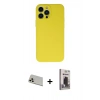 MARSİLYAN™- iPhone 13 Pro Max Kılıf Ahenk Serisi - Siyah Bilvis Hayalet Cam Ekran Koruyucu + Rainbow Kamera Lens Koruma Cam - REGD