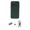 MARSİLYAN™- iPhone 13 Pro Max Kılıf Ahenk Serisi - Siyah Bilvis Hayalet Cam Ekran Koruyucu + Renkli Kamera Lens Koruma Cam - SI