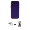 MARSİLYAN™- iPhone 13 Pro Max Kılıf Ahenk Serisi - Siyah Bilvis Hayalet Cam Ekran Koruyucu + Pers Alüminyum Kamera Lens - SABE