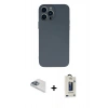 MARSİLYAN™- iPhone 13 Pro Max Kılıf Ahenk Serisi - Siyah Bilvis Hayalet Cam Ekran Koruyucu + Pers Alüminyum Kamera Lens - SABE