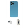 MARSİLYAN™- iPhone 13 Pro Max Kılıf Ahenk Serisi - Siyah Bilvis Hayalet Cam Ekran Koruyucu + Pers Alüminyum Kamera Lens - SABE