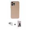MARSİLYAN™- iPhone 13 Pro Max Kılıf Ahenk Serisi - Siyah Bilvis Hayalet Cam Ekran Koruyucu + Pers Alüminyum Kamera Lens - SABE