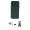 MARSİLYAN™- iPhone 13 Pro Max Kılıf Ahenk Serisi - Siyah Bilvis Hayalet Cam Ekran Koruyucu + Pers Alüminyum Kamera Lens - SABE