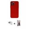 MARSİLYAN™- iPhone 13 Pro Max Kılıf Ahenk Serisi - Siyah Bilvis Hayalet Cam Ekran Koruyucu + Pers Alüminyum Kamera Lens - SABE
