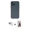 MARSİLYAN™- iPhone 13 Pro Max Kılıf Ahenk Serisi - Siyah Bilvis Hayalet Cam Ekran Koruyucu + Pers Alüminyum Kamera Lens - SABE