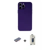 MARSİLYAN™- iPhone 13 Pro Max Kılıf Ahenk Serisi - Siyah Bilvis Hayalet Cam Ekran Koruyucu + Renkli Kamera Lens Koruma Cam - TU