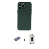 MARSİLYAN™- iPhone 13 Pro Max Kılıf Ahenk Serisi - Siyah Bilvis Hayalet Cam Ekran Koruyucu + Renkli Kamera Lens Koruma Cam - TU