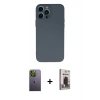 MARSİLYAN™- iPhone 13 Pro Max Kılıf Ahenk Serisi - Siyah Bilvis Hayalet Cam Ekran Koruyucu + Neon Fosforlu Kamera Lens - YL