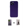 MARSİLYAN™- iPhone 13 Pro Max Kılıf Ahenk Serisi - Siyah Bilvis Hayalet Cam Ekran Koruyucu + Neon Fosforlu Kamera Lens - YL