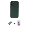 MARSİLYAN™- iPhone 13 Pro Max Kılıf Ahenk Serisi - Siyah Joko 5D Cam + Kırmızı Metal Kamera Lens Koruma Cam