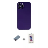 MARSİLYAN™- iPhone 13 Pro Max Kılıf Ahenk Serisi - Siyah Joko 5D Cam + Kırmızı Metal Kamera Lens Koruma Cam