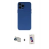 MARSİLYAN™- iPhone 13 Pro Max Kılıf Ahenk Serisi - Siyah Joko 5D Cam + Mavi Rainbow Kamera Lens Koruma Cam
