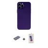 MARSİLYAN™- iPhone 13 Pro Max Kılıf Ahenk Serisi - Siyah Joko 5D Cam + Renkli Kamera Lens Koruma Cam - MI