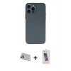 MARSİLYAN™- iPhone 13 Pro Max Kılıf Ahenk Serisi - Siyah Joko 5D Cam + Rainbow Kamera Lens Koruma Cam - BZ