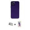 MARSİLYAN™- iPhone 13 Pro Max Kılıf Ahenk Serisi - Siyah Joko 5D Cam + Rainbow Kamera Lens Koruma Cam - BZ