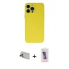 MARSİLYAN™- iPhone 13 Pro Max Kılıf Ahenk Serisi - Siyah Joko 5D Cam + Rainbow Kamera Lens Koruma Cam - BZ