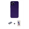 MARSİLYAN™- iPhone 13 Pro Max Kılıf Ahenk Serisi - Siyah Joko 5D Cam + Renkli Kamera Lens Koruma Cam - SI