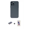MARSİLYAN™- iPhone 13 Pro Max Kılıf Ahenk Serisi - Siyah Joko 5D Cam + Renkli Kamera Lens Koruma Cam - TU