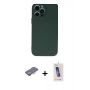 MARSİLYAN™- iPhone 13 Pro Max Kılıf Ahenk Serisi - Siyah Joko 5D Cam + Renkli Kamera Lens Koruma Cam - TU