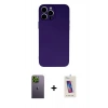 MARSİLYAN™- iPhone 13 Pro Max Kılıf Ahenk Serisi - Siyah Joko 5D Cam + Neon Fosforlu Kamera Lens - YL
