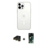MARSİLYAN™- iPhone 13 Pro Max Kılıf Ahenk Yansıma Prime - Şeffaf 360 Full Body Arka Koruyucu + Gold Raze Metal Kamera Lens