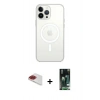 MARSİLYAN™- iPhone 13 Pro Max Kılıf Ahenk Yansıma Prime - Şeffaf 360 Full Body Arka Koruyucu + Kırmızı Pers Alüminyum Kamera Lens