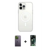 MARSİLYAN™- iPhone 13 Pro Max Kılıf Ahenk Yansıma Prime - Şeffaf 360 Full Body Arka Koruyucu + Neon Fosforlu Kamera Lens - YL